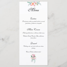 Menu Rosa King Protea Aquarela Pastel Elegante Casament