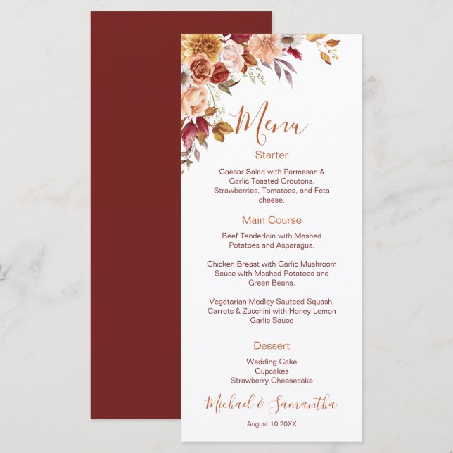 Menu Rosa russo e Casamento outono de crisântemo (Frente/Verso)