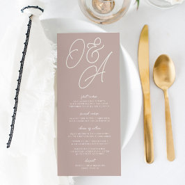 Menu Rosa Taupe | Script Watermark Monograma Wedding