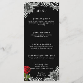 Menu Rosa vermelha Belo Casamento de Lace Branco