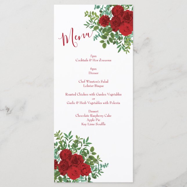 Menu Rosa vermelha Wedding (Frente)