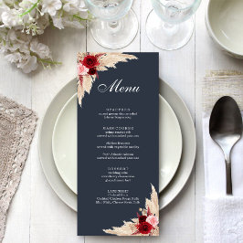 Menu Rosas Boho Borgonha e Grama das Pampas