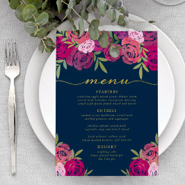 Menu Rosas bonito, cor-de-rosa e púrpura, deixam casame