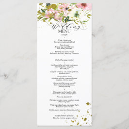 Menu Rosas brancas e pelúcias com palha de ouro