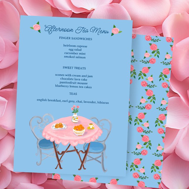 Menu Rosas do Chá CUSTOM Fofas  (Tea Party Roses Cute CUSTOM Bridal Shower Party Menu
)