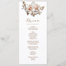Menu Rosas em Dourado Rosa Esculturas Florais 3D para C