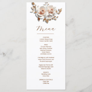 Menu Rosas em Dourado Rosa Esculturas Florais 3D para C