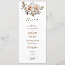 Menu Rosas em Dourado Rosa Esculturas Florais 3D para C