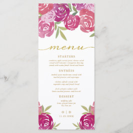 Menu Rosas Florais bonito Rosa e Roxo Sobra Casamento
