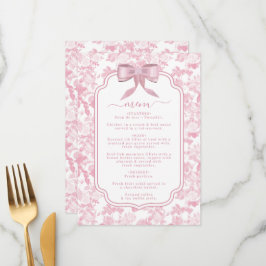 Menu Rosas Florais Brancos Rosa Chá de panela Chinoiser