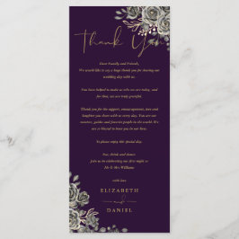 Menu Rosas Góticos Casamento Floral Obrigado Colocar Ca