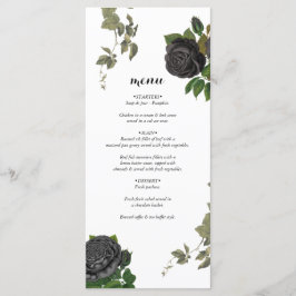 Menu Rosas Negras de Halloween Gótica Brancos de Casame