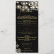 Rosas Pretas e Douradas Luzes Jantar de Casamento 
