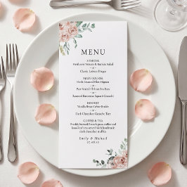 Menu Rosas Rosa Choque Casamento Romântico Plano