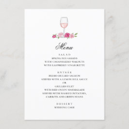 Menu Rosas rosa. Escamotear flores e vinho. Casamento d