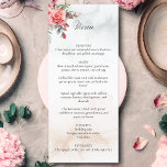 Menu Rosas Rosa Românticas e Caligrafia<br><div class="desc">Amável aglomerado de elegantes rosas cor-de-água pinceladas e folhagem verde num sutil fundo de aquarela pastel. Apresenta um gráfico de texto "Menu" na fonte de script personalizada (ou elimina e personaliza no editor de design) com campos de texto editáveis. Inclui blocos de campos de texto editáveis para um janto de...</div>