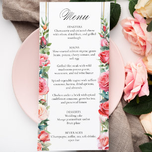 Menu Rosas Rosa Românticas e Caligrafia