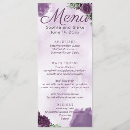 Menu Rosas Roxos Escuros Casamento Gótico Floral