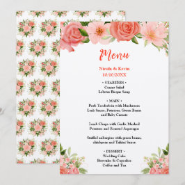 Menu Rosas Vermelhas Corais com Folhagem