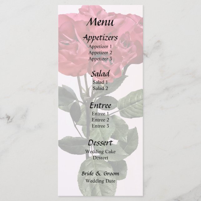 Menu Rosas Vermelhas e Folhas (Frente)