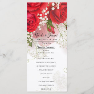 Menu Rosas Vermelhas e Respiradouros de Bebê Elegante F