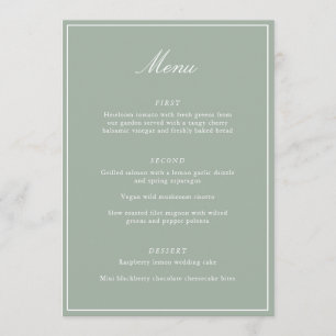 Menu Roteiro de Casamento em Verde Sálvia Elegante Cali