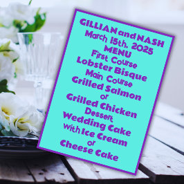 Menu Roxo dos anos 90 no Casamento do Teal