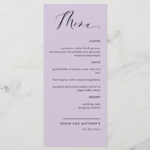 Menu Roxo Elegante, Casamento Calliográfico / Recepção
