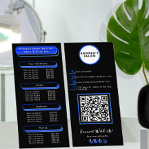 Menu Royal Blue & Black Salon Services Adicionar l