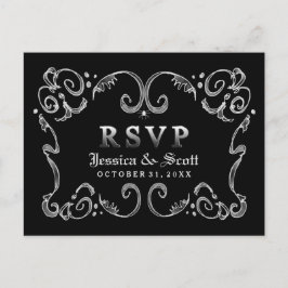 MENU RSVP de Rolagem Gótica Preta do Halloween