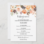 Menu Russo de Beijo Floral Elegante de Outono<br><div class="desc">Este cardápio elegante de beijos florais no outono é perfeito para uma simples recepção de casamento. A design mostra ouro desenhado à mão,  roxo,  amarelo e rosas lindas com folhas verdes,  inspirando a beleza colorida do outono.</div>