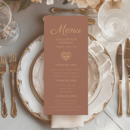 Menu Rust Burnt Orange Recepção de casamento Love Birds