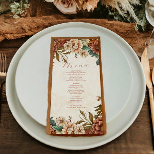 Menu Rust Terracotta Flowts Casamento outono Laranja Qu