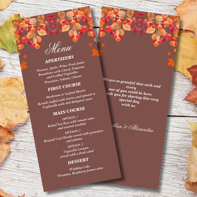 Menu Rustic Autumn Casamento outono (Criador carregado)