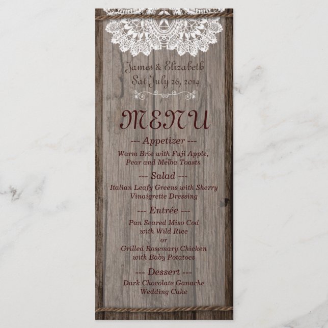 Menu Rustic Barn Wedding (Frente)