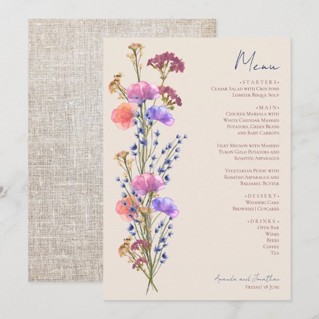 Menu Rustic Beige acrílico (Frente/Verso)