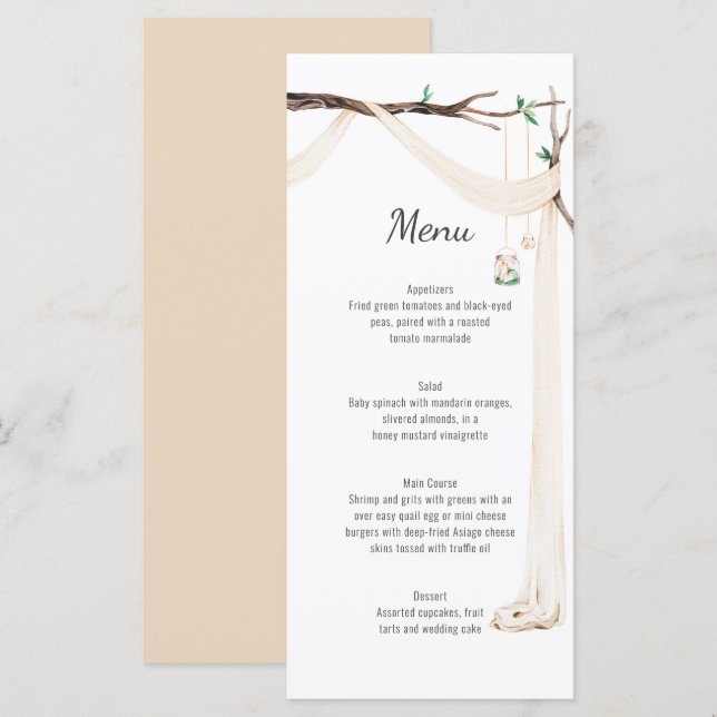 Menu Rustic Beige Drapper Raça Ramo Nuptura (Frente/Verso)