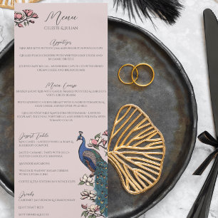Menu Rustic Blush Floral Pink Floral Bird Weding M