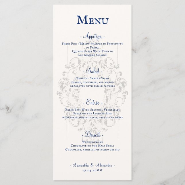 Menu Rustic Boho Crest Ivory Casamento Gótico Real (Frente)