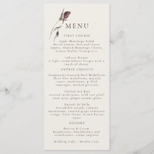 Menu Rustic Boho Marsala Cream Floral