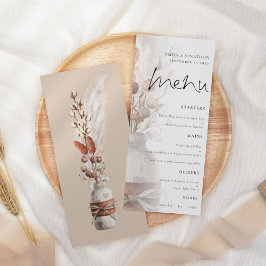Menu Rustic Boho Pampas Grass Overlay
