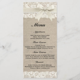 Menu Rustic Burlap & Lace Ivory Wedding