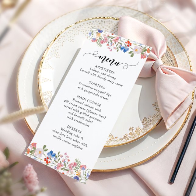 Menu Rustic Colorful Floral Wildflower Bridal Shower (Criador carregado)