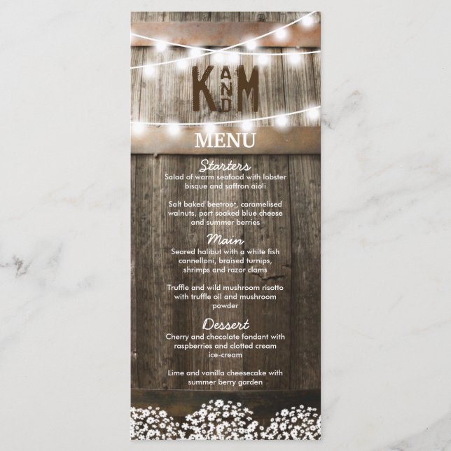 Menu Rustic Country Wedding (Frente)