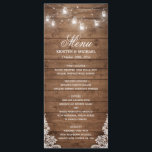 Menu Rustic Country Wedding | String Lights Wood<br><div class="desc">Mason Jars String Lights Barn Wood | Cartão de Menu Rustic Country Wedding (1) Para mais personalização,  clique no link "personalizar mais" e use nossa ferramenta design para modificar este modelo. 
(2) Se precisar de ajuda ou itens correspondentes,  entre em contato comigo.</div>