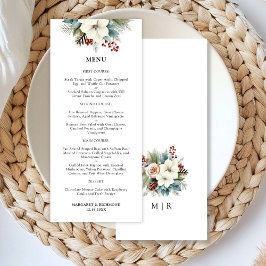 Menu Rustic Dusty Blue Floral Casamento no inverno