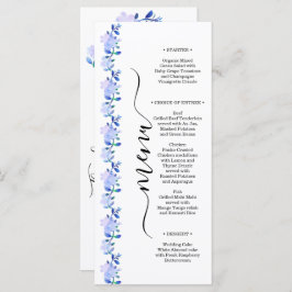 Menu rustic dusty blue watercolor-style flower & leaves