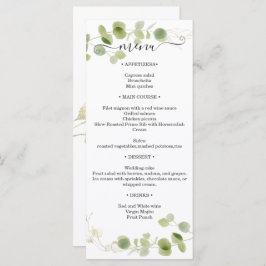 Menu Rustic Eucalyptus Greenery Gold Wedding Reception