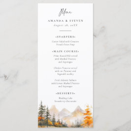 Menu Rustic Fall Mountain Pine Forest Wedding