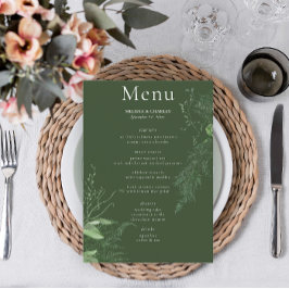 Menu Rustic Fern Green Foliage Emerald Wedding